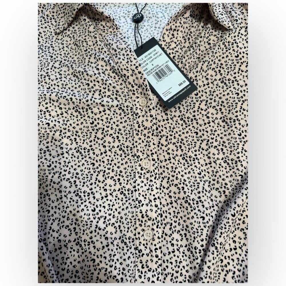 Adrianna Papell Tie Front Sleeveless Blouse Small Leopard - Picture 5 of 11